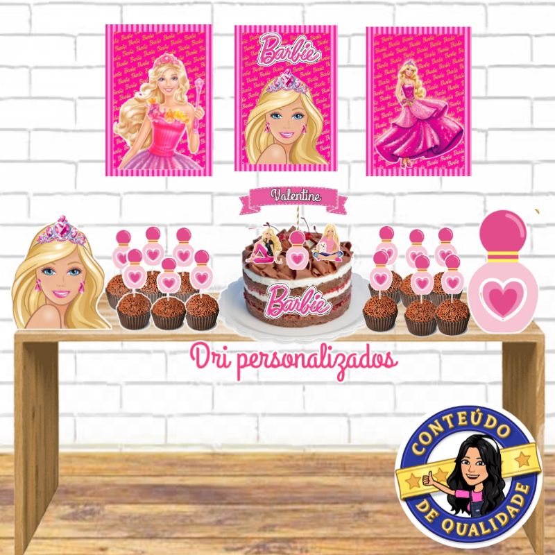 kit festa em casa Barbie - kit só um bolinho - personalizados -  aniversário-mesversário