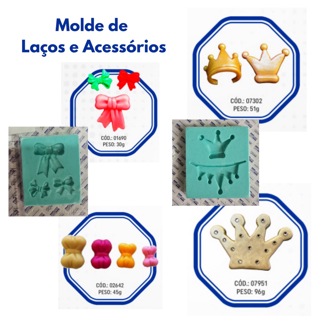 Forma de Silicone - Mini Laços Fofos 8 cav - Decore Artesanatos SP