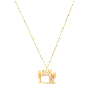 Colar Máquina Costura Costureira Folheada Ouro 18k