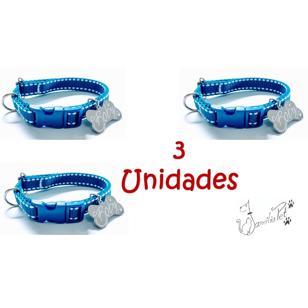 Coleira Para cães e Gatos Com Plaquinha de Identificação GRAVADA!!!