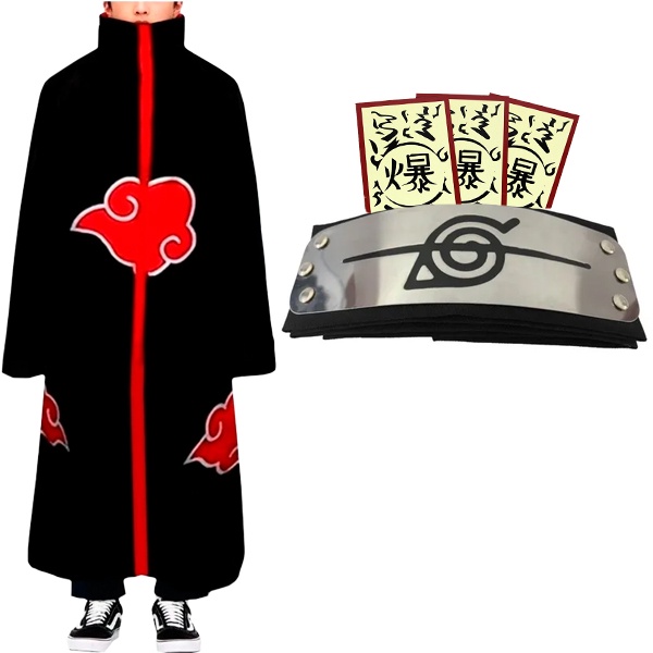 Vestido Rodado Akatsuki Naruto Shippuden Nuvens Vermelhas