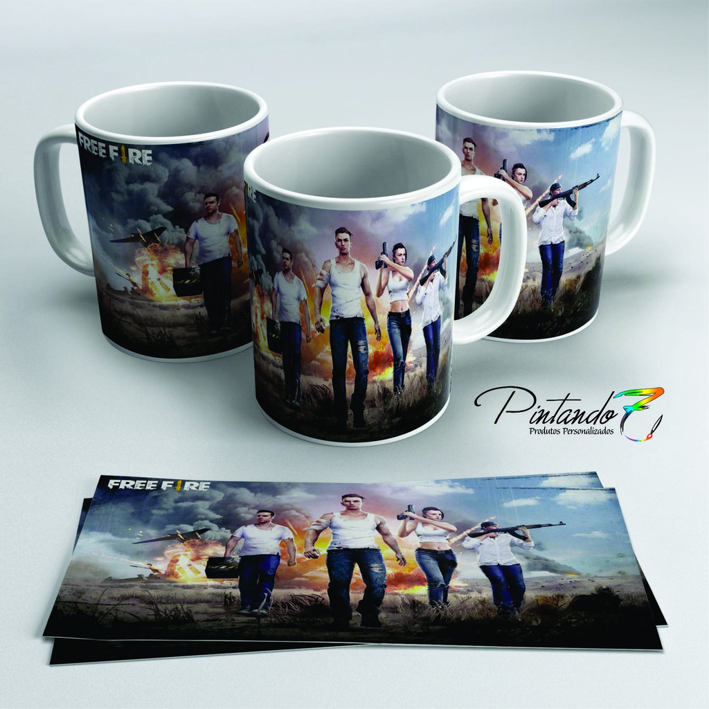 Caneca personalizada free fire com Nome feita em PORCELANA 325Ml