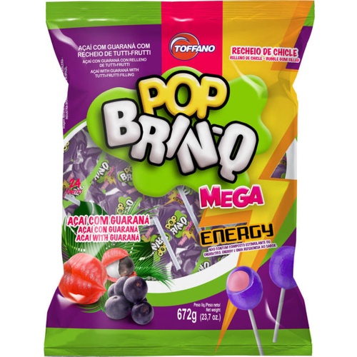 Pirulito Pop Brinq Mega Energy Açai Guaraná- Toffano 672g | Shopee