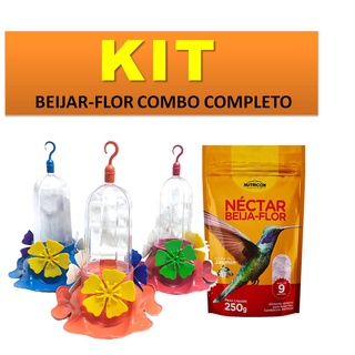 Kit Combo 01 Bebedouro Beija Flor Trend Jorani + 01 Ração Néctar Nutricon 250g Pássaros Aves