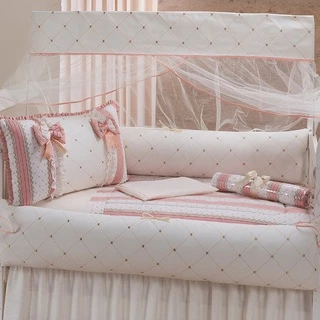 Kit Berço Padrão Nacional e Americano 10 Peças + Saia Brinde para Menina - Promoção