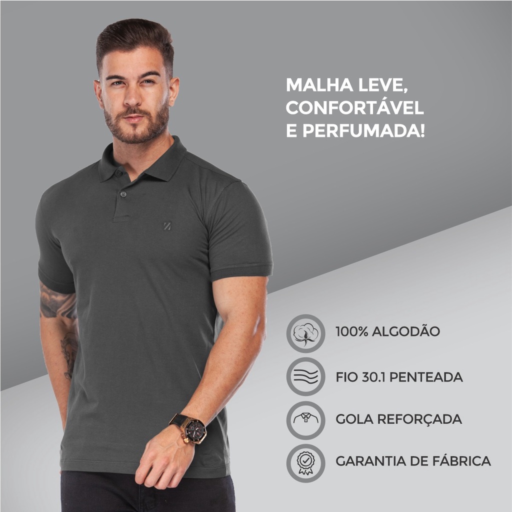 Camisa Louis Vuitton Polo Texturizada Cinza Original - AGJA17