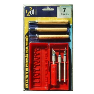Kit Estilete De Precisão Formão 7 Peças E Estojo Transporte