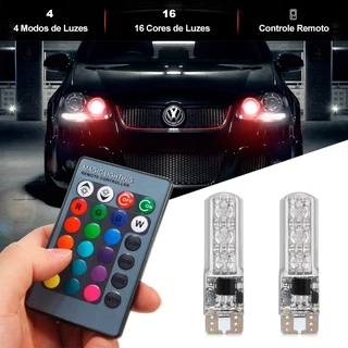 Par Lâmpadas Pingo T10 Led Rgb 16 Cores Controle Lanterna Farolete Honda Civic 2004 2005 2006 2007 2008 2009