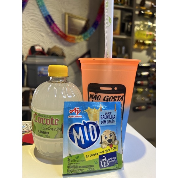 🟢Kit chevete yakult baunilha corote limão+ copo canudo + suco em pó mid