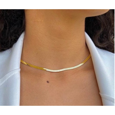 Colar Feminino Gargantilha Choker Laminada Folheado A Ouro 18k