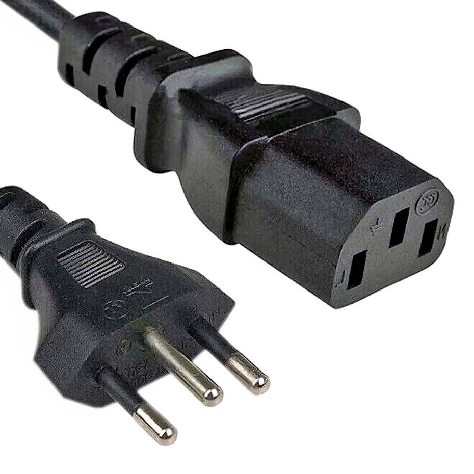 Cabo De Força Energia Tripolar Padrão Novo Monitor Computador Fonte Pc