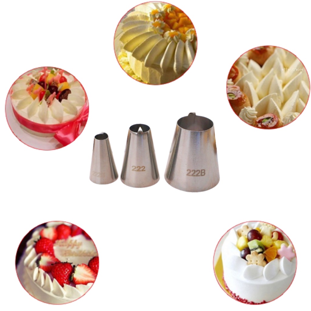 Kit 3 Bicos Russo Inox + adaptador Bico forma Pêssego