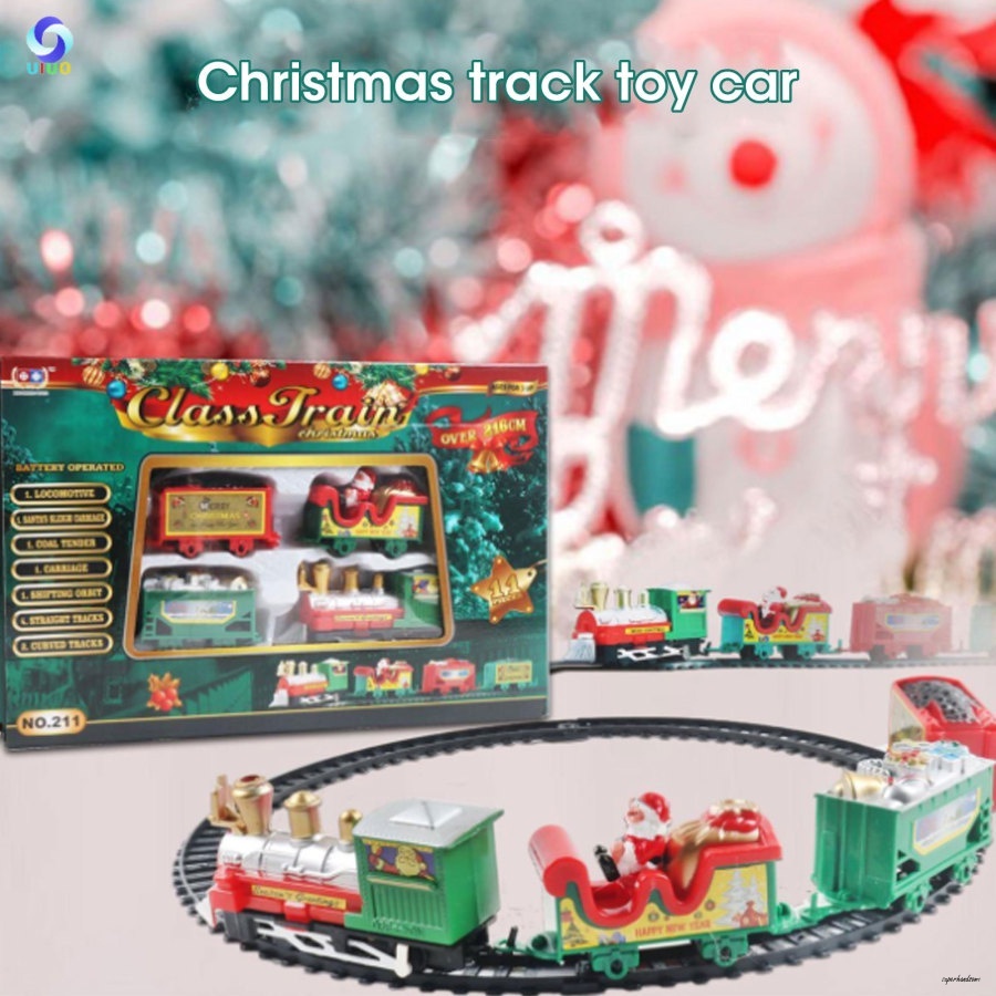 Conjunto de trilhos ferroviários de Natal brinquedo trem de Natal presentes  brinquedos adequados para decoração de Natal presentes para meninos e