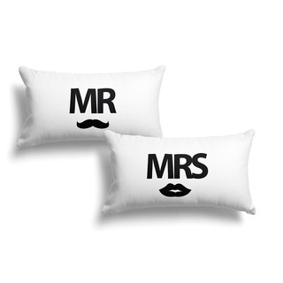 Kit 2 capas de almofadas casal - Mr e Mrs