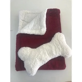 Manta Cobertor Pet Sherpa com Soft Dupla Face Luxo com Almofada Ossinho