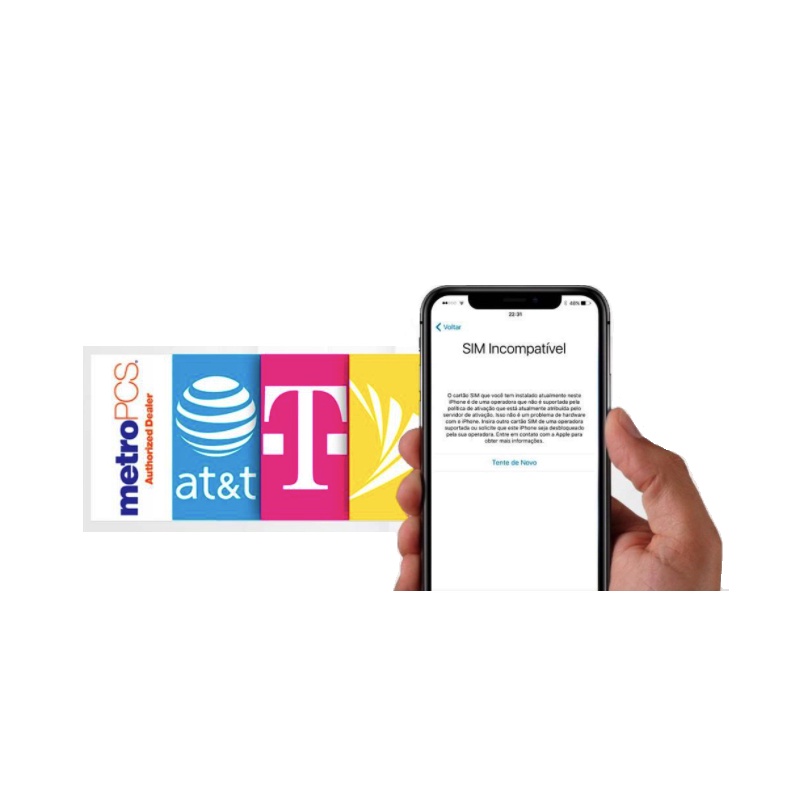 Desbloqueio iPhone 14 13 12 11 Xr Xs Max 8 7 6s Sim Incompatível RSIM ...