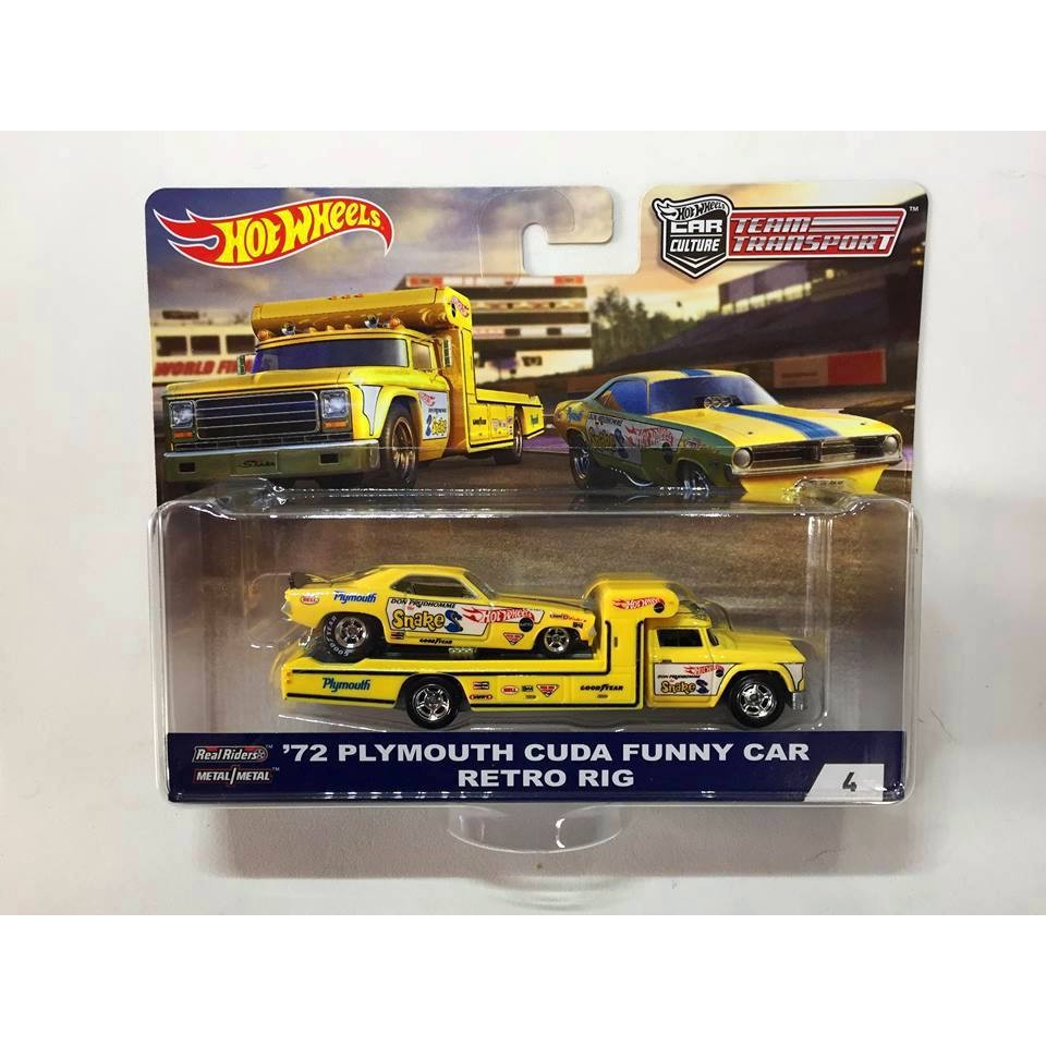 Hot Wheels 72 Plymouth Cuda Funny Car Retro Rig Team