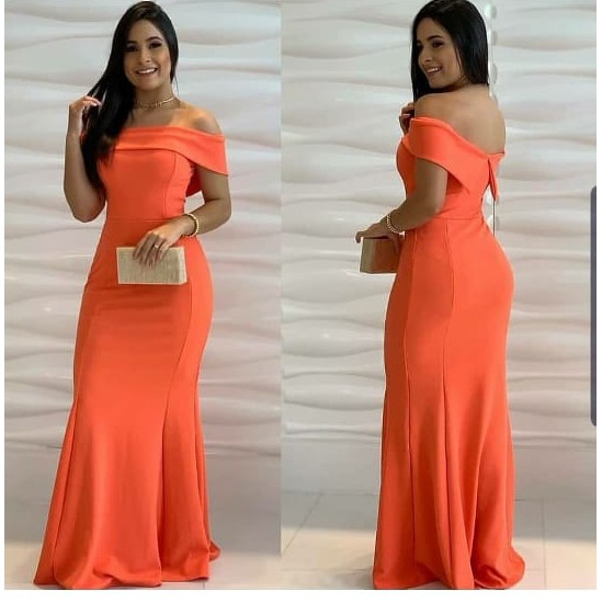 Vestido longo store coral para madrinha