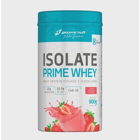 Isolate Prime Whey 900g (MORANGO) Sem Lactose – Isolado e Hidrolisado Bodyaction 100% ORIGINAL