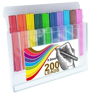 200 Pçs/Caixa Lápis De Chumbo Colorido 2.0mm Mecânico 10 Cor Exclusivos Materiais De Arte Para Desenho Esboçar