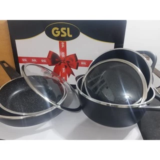 Conjunto Panelas GSL 24 e 28 cm em Mármore Antiaderente com 6 peças