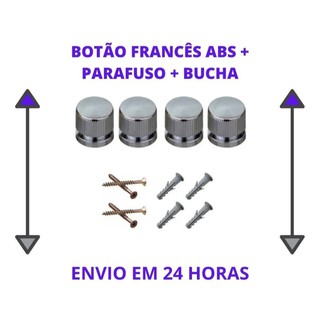 Kit com 50 botão francês para Espelho de plástico + 50 buchas e 50 parafusos