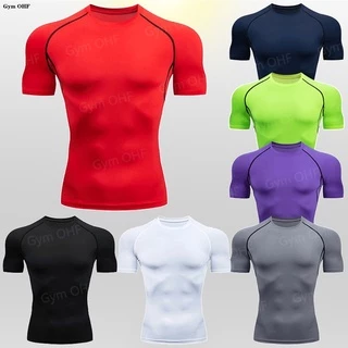 Camiseta De Compressão Masculina Secagem Rápida Academia Fitness Manga Curta