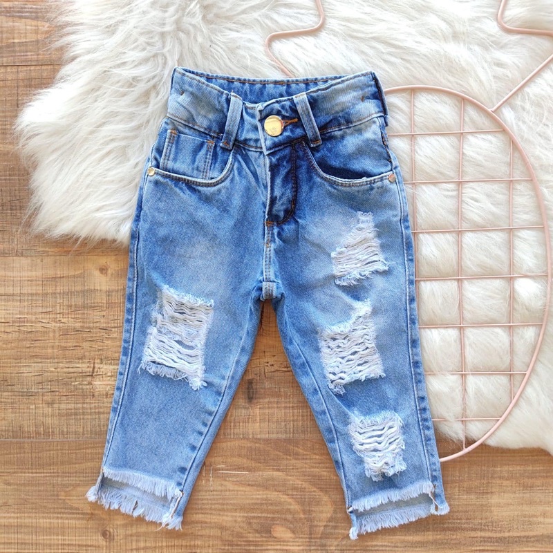 Calça jeans infantil store destroyed