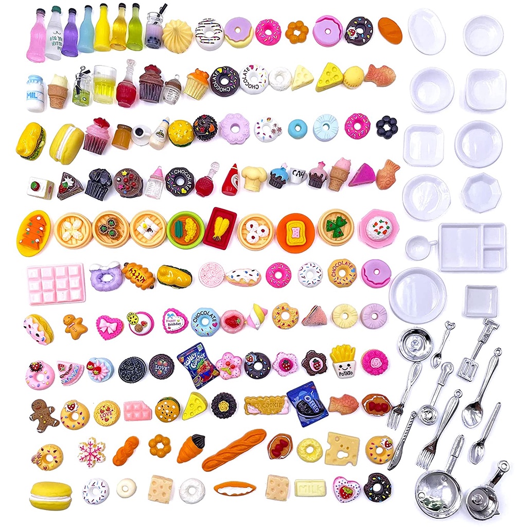 Brinquedo de plástico, acessórios para bonecas Barbie ; Comidinhas Lanches  em bandejas - 4 itens - R$ 20,00 - Taffy Shop
