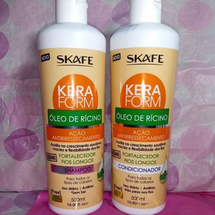 Shampoo e condicionador Óleo de Ricino com ação antirressecamento Keraform  Skafe