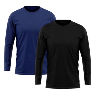 Kit 2 Camiseta Masculina Manga Longa Rony Versátil Segunda Pele Proteção Solar UV 50+