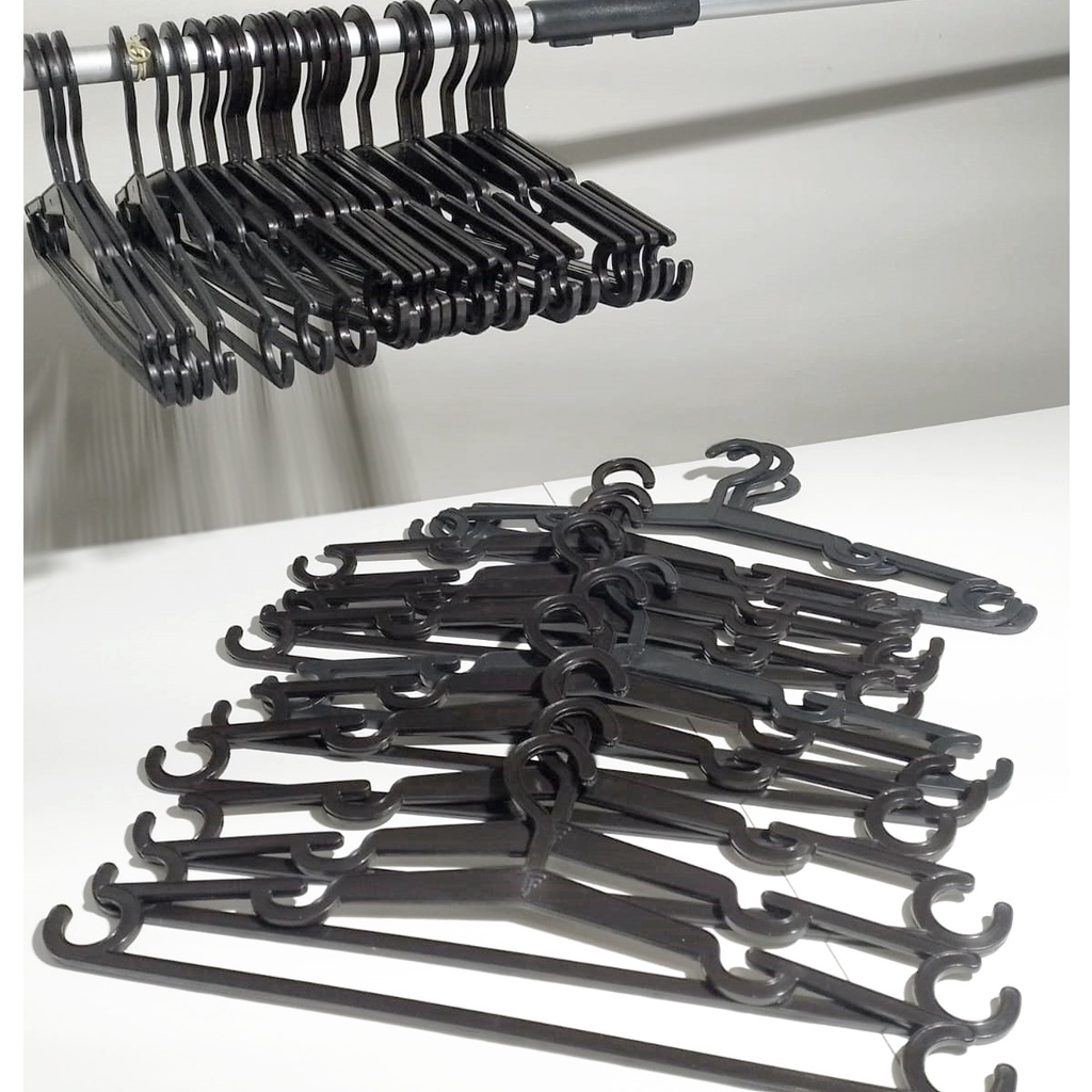 Cabide de roupa preto tradicional de plastico kit com 35 unidades ...