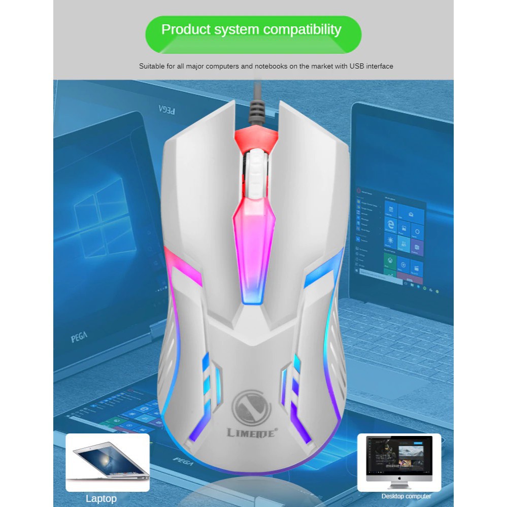 Mouse Gamer RGB Limeide S1 Gaming Luminoso com Fio e-sports | Shopee Brasil