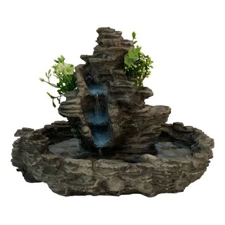Fonte De Água Cascata Pedra Em Resina Decorativa Com Bomba