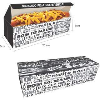 CAIXA EMBALAGEM COMBO LANCHE HOT DOG DELIVERY 25cm  / 100UNID.