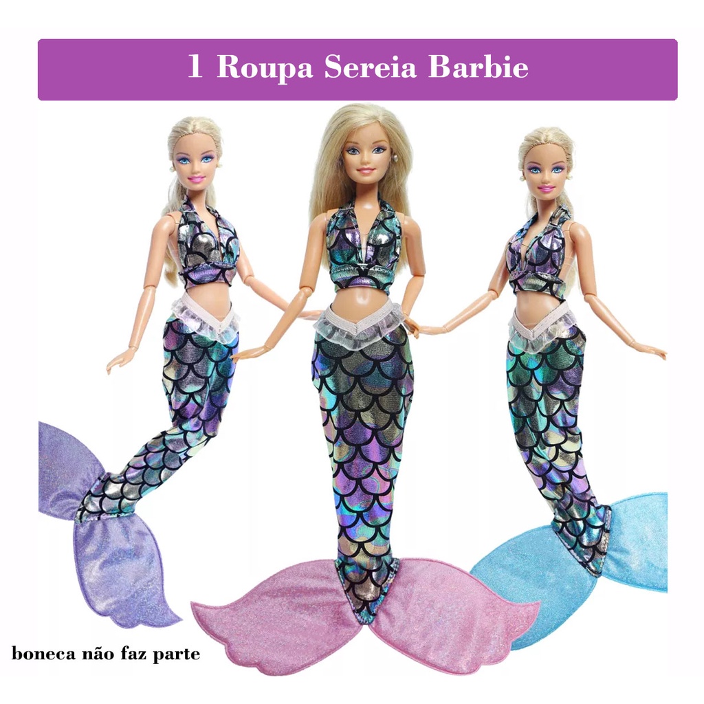 Roupas para boneca barbie cauda de sereia crochê / roupa de boneca / sereia  / mermaid / roupa de sereia / coleção oceano / coleção/ colecionadores /  brinquedos / crochet girl / vbe presentes