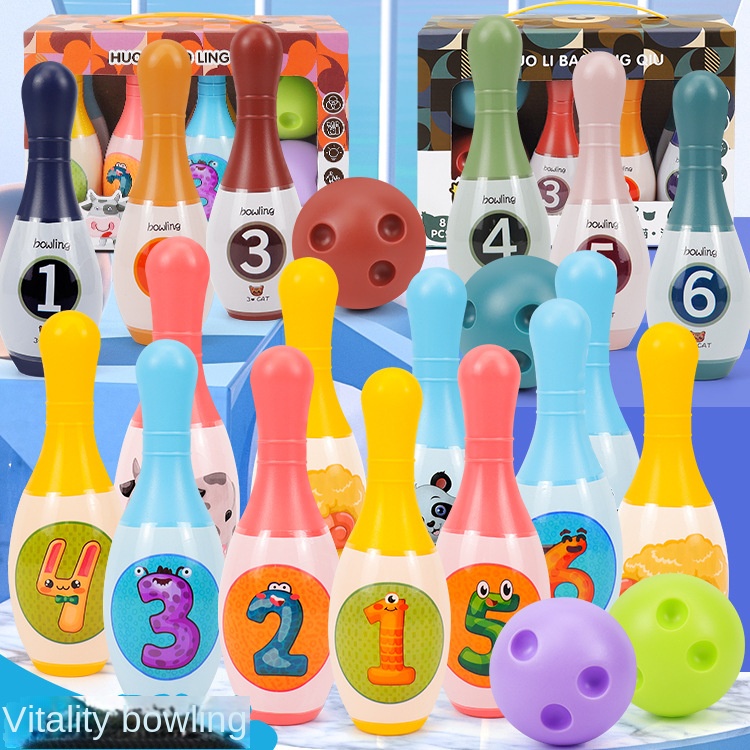 Jogo Boliche Infantil Colorido Com 8 Peças Grandes Coloridas