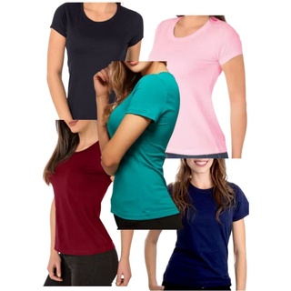 kit 10 Cores baby look T-shirt 100% poliéster