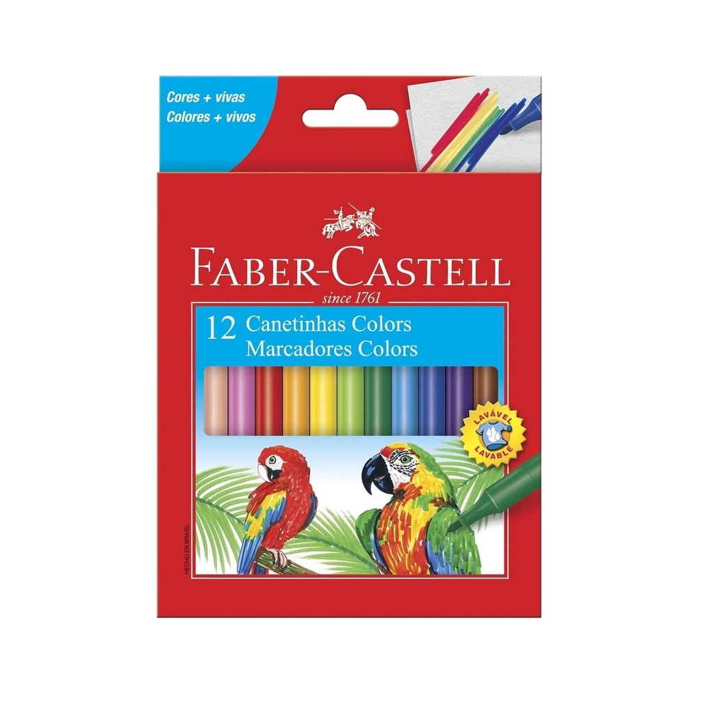 Caneta Hidrográfica Colorir 12 Cores Faber Castell | Shopee Brasil