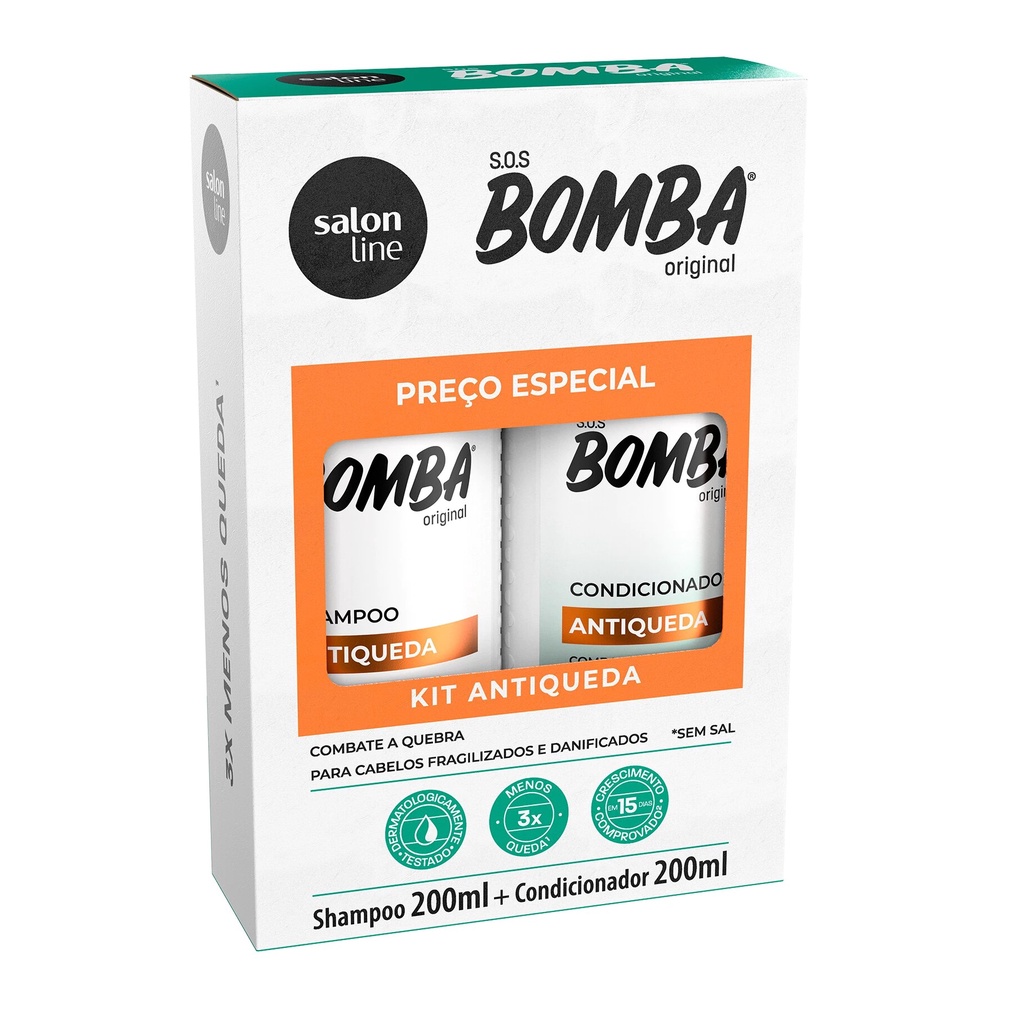 KIT SHAMPOO 200ML E CONDICIONADOR 200ML SALON LINE S.O.S BOMBA ANTIQUEDA