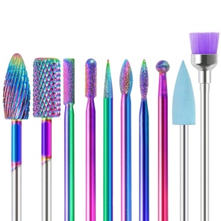 Kit de 10 Brocas de Tungstênio Profissionais para Unhas de Gel de Cerâmica