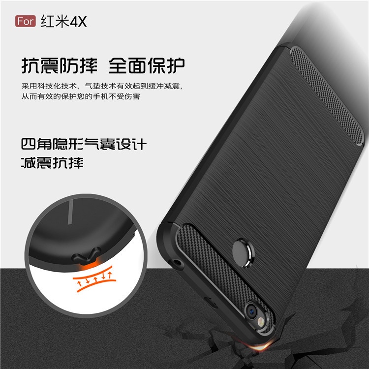 COPHONE Custodia In Carbonio Per Xiaomi Redmi 8A, Silicone Morbido Antiscivolo, Antiurto, Nero - 4