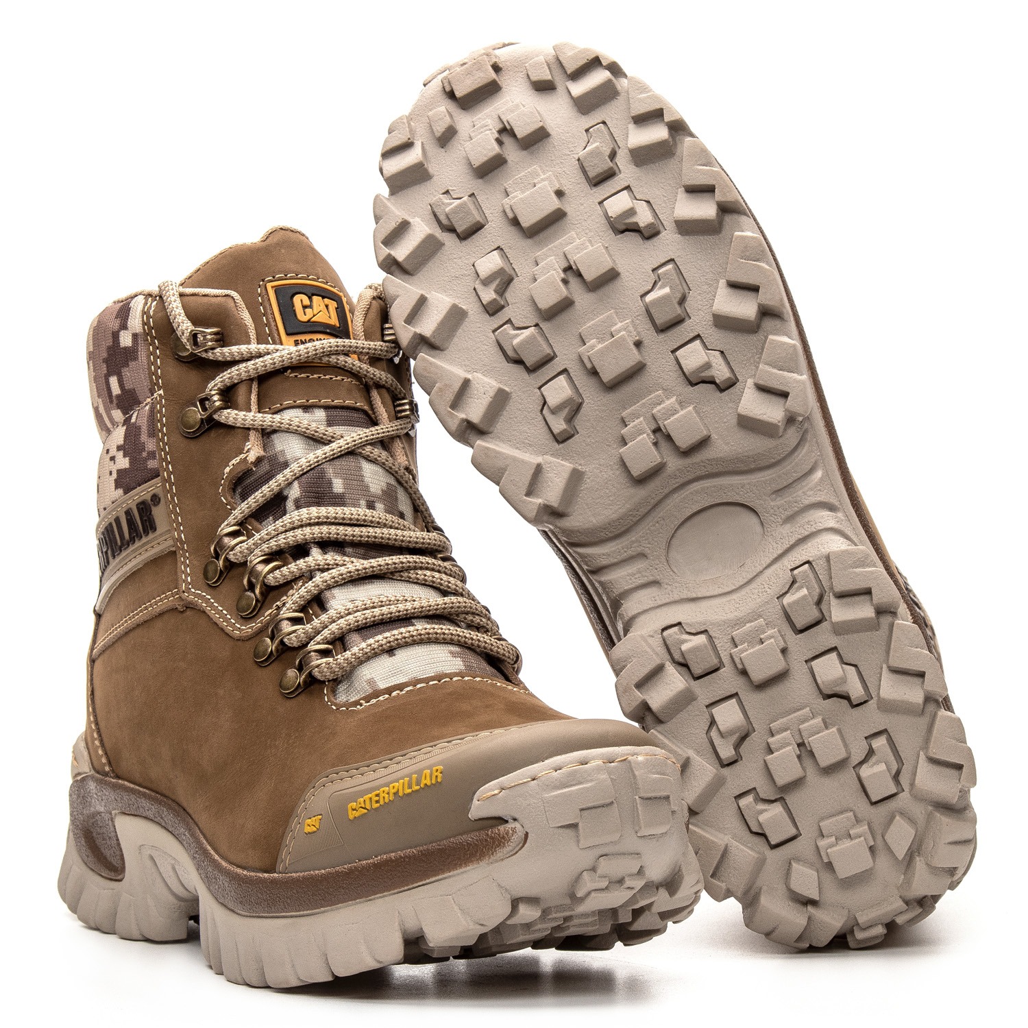 Bota Caterpillar de Couro Coturno Masculino Ref. 2190 Cor Brown