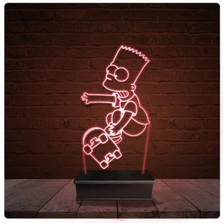 Abajur Luminária Acrílico Led - Bart Simpson Skate