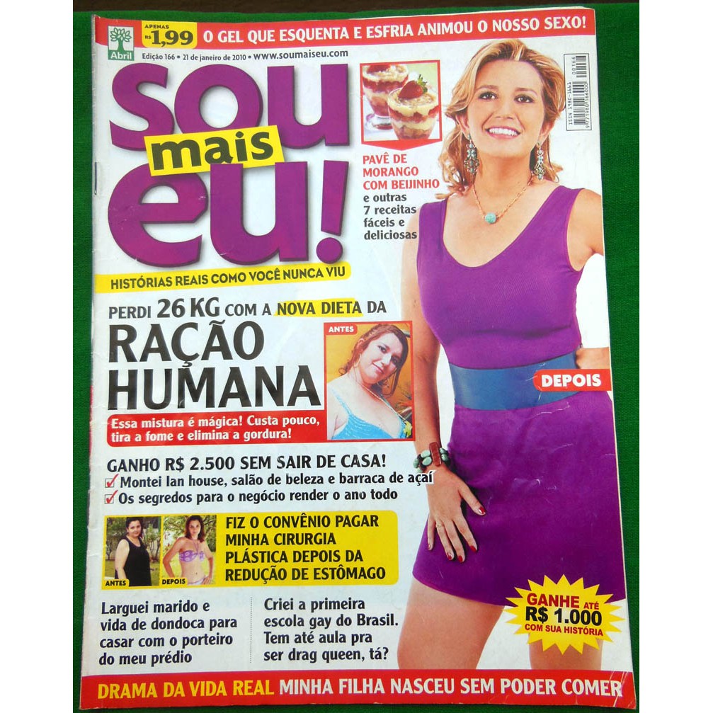 Revista Sou Mais Eu! 166 Perdi 26 kg com a dieta da Ração Humana Tais  Araújo - 2010 | Shopee Brasil