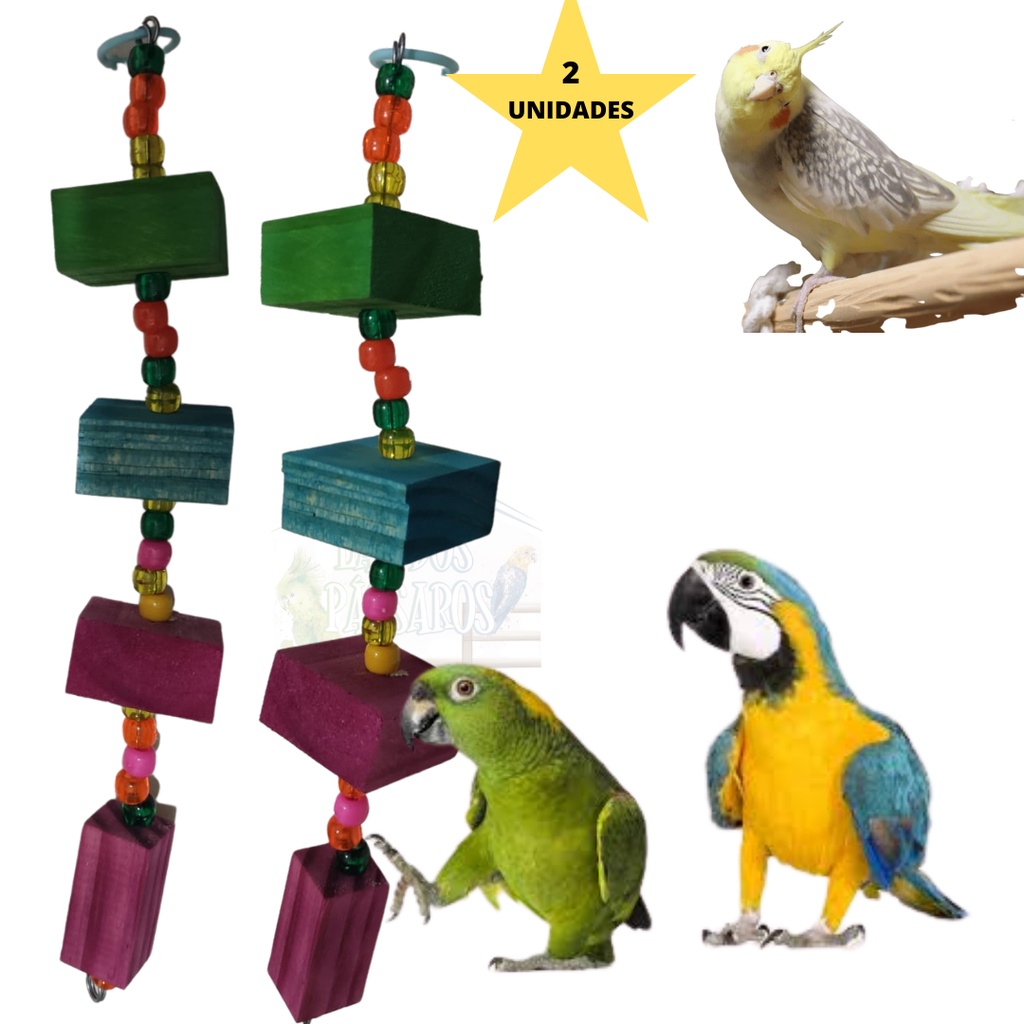 Brinquedo Para Papagaio-Arara- Calopsita Kit 2 Mordedores | Shopee Brasil