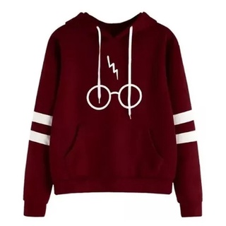 Blusa Moletom Unissex Canguru Óculos Harry Potter C/ Listras