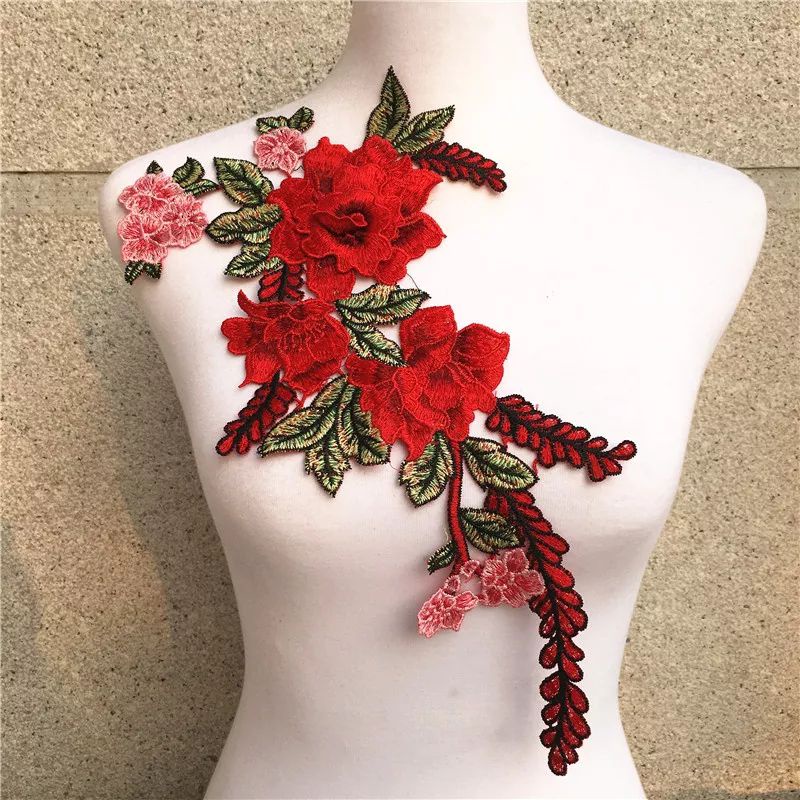 Arranjo Aplique Patch Bordado Flor Flores 3D Grande para Costurar ou Colar