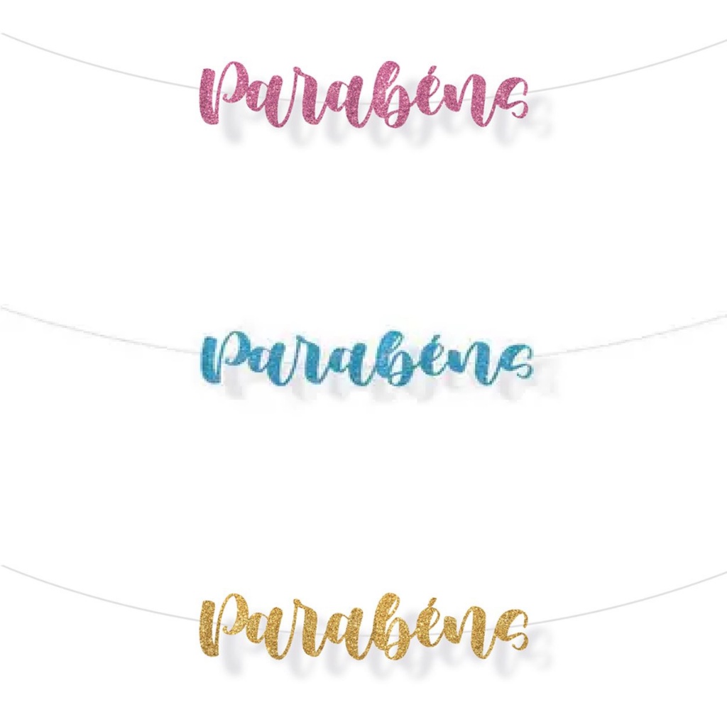 Faixa Decorada Lettering Glitter Parabens C/1 Un | Shopee Brasil
