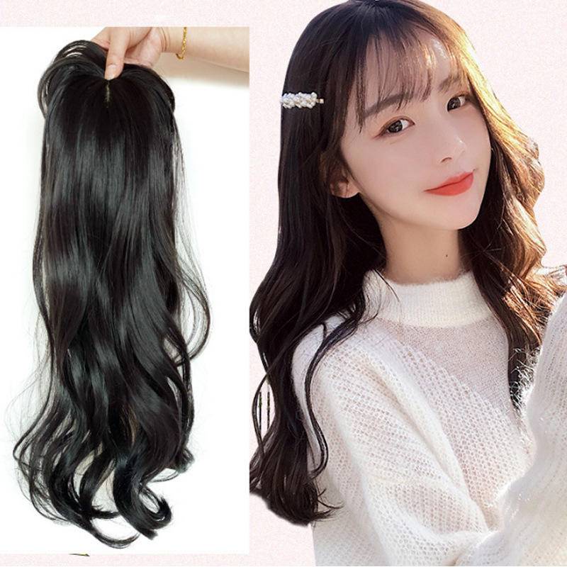 Peruca Feminina Cabelo Encaracolado Longo Simulação Top 3d Pedaço Extensão Do Grande Onda Luz Respirável Natural Da
